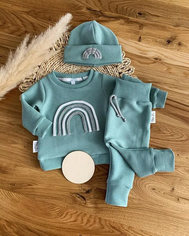 Baby Clothes Newborn Girl Boy Autumn 2Pcs Set Cotton Rainbow Top Pants fall Outfits Clothes Baby Girls Clothing Suit