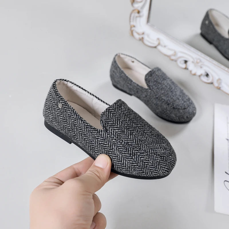 Spring Kids Shoes Children Casual Shoes Baby Girls Herringbone Fashion Loafers Toddler Ballet Flats Boys Moccasin Mary Jane New