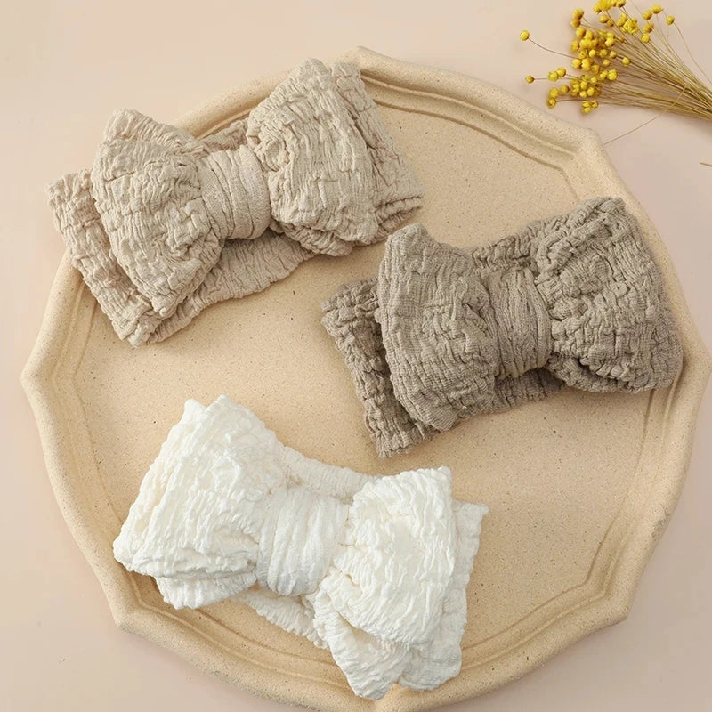 Big bows Headband for baby girls Pleated Tie Knot Turban Double Layer Bandages Kids Elastic Hair Bands Headdress Newborn Gifts