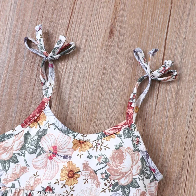 2022 New Summer Romper Baby Girl Clothes Flower Print Strap Baby Rompers Cotton Loose Casual Soft Baby Jumpsuit 0-18M