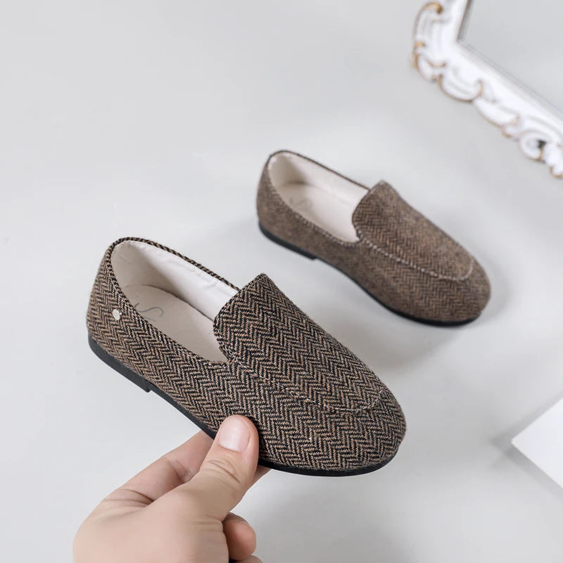 Spring Kids Shoes Children Casual Shoes Baby Girls Herringbone Fashion Loafers Toddler Ballet Flats Boys Moccasin Mary Jane New